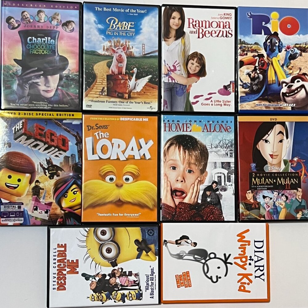 Assorted Lot of 10 Kids Movies DVDs Disney Universal Lego Minions Dr. Seuss